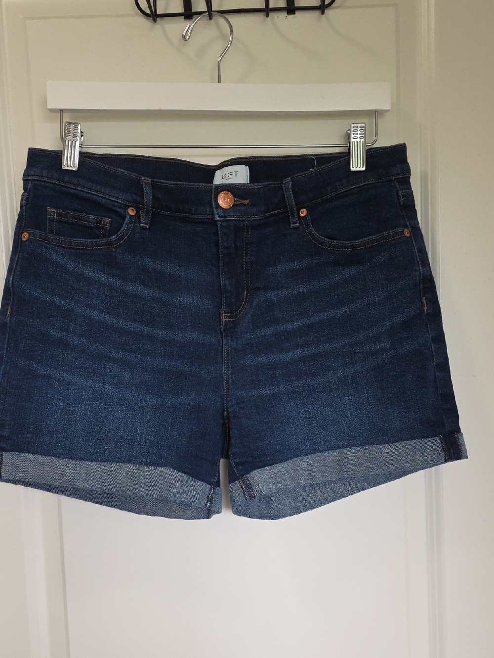 LOFT Dark Indigo Roll-Cuff Denim Shorts
